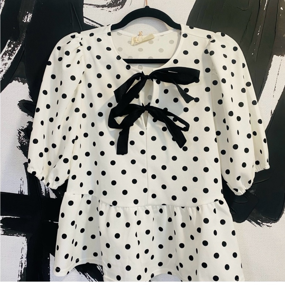 Polka Dot Blouse with Bows